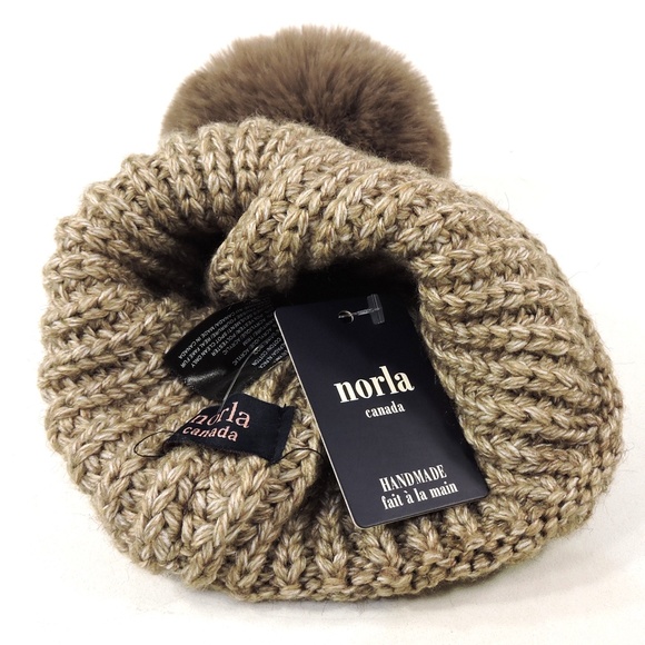 NORLA ⚜ WOMEN\'S BEANY BROWN  WOOL/ALPACA WINTER POMPOM HAT